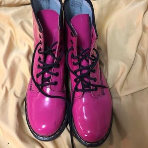 Dr. Martens neon pink boots